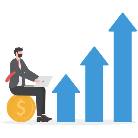 O empresário está analisando seu gráfico de lucro  Ilustração