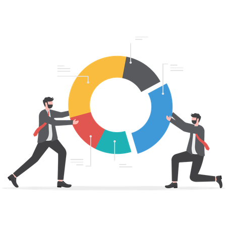 El empresario está analizando datos del mercado.  Ilustración