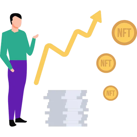 El empresario está analizando el gráfico nft.  Ilustración