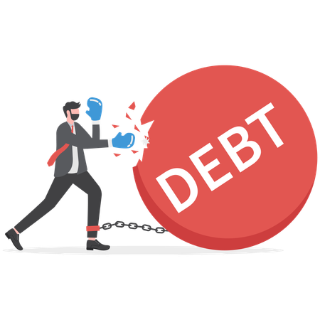 El empresario está atrapado en el círculo de la deuda  Ilustración