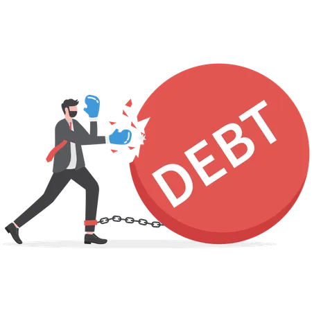 El empresario está atrapado en el círculo de la deuda  Ilustración