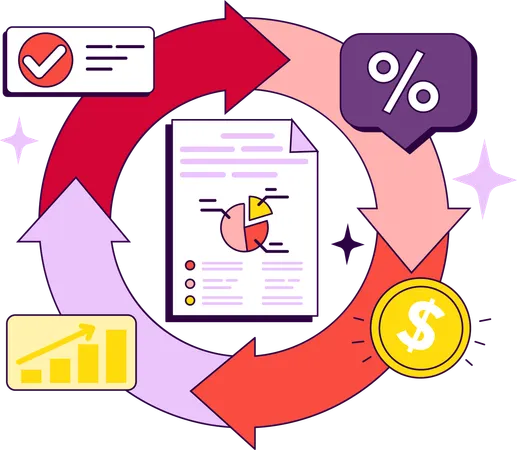 El hombre de negocios está buscando análisis de datos  Ilustración