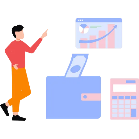 O empresário está calculando as finanças  Ilustração