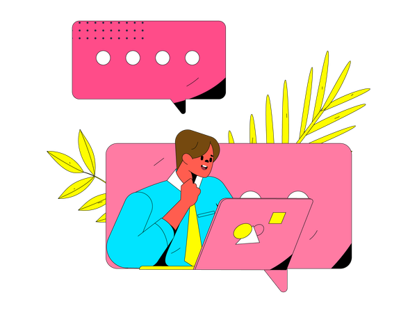 Empresário está conversando on-line  Ilustração