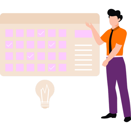 Empresário está configurando lembretes de negócios  Ilustração