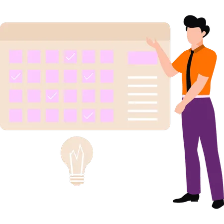 Empresário está configurando lembretes de negócios  Ilustração