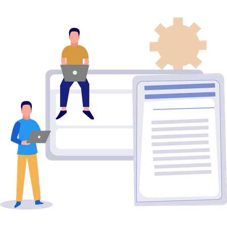 Empresário está editando conteúdo online  Ilustração
