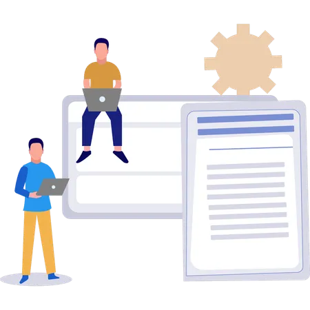 Empresário está editando conteúdo online  Ilustração