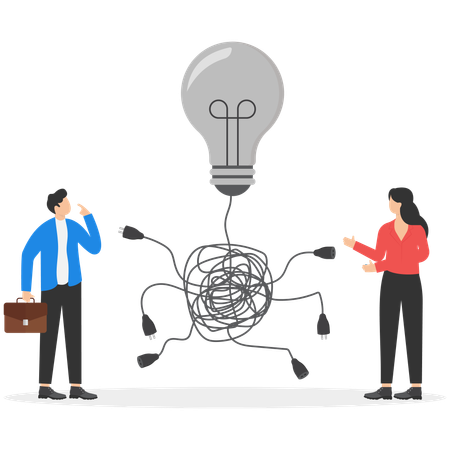 O homem de negócios está encontrando soluções  Ilustração
