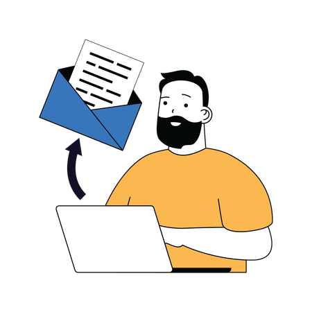 Empresário está enviando e-mails promocionais  Illustration