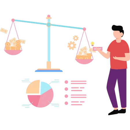 El hombre de negocios está equilibrando las finanzas  Ilustración