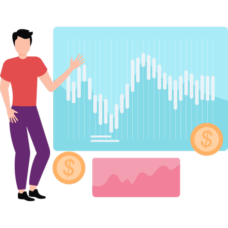 O empresário está explicando o gráfico de negócios  Ilustração