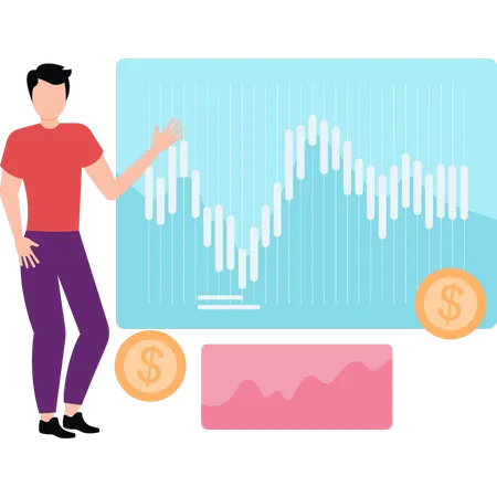 O empresário está explicando o gráfico de negócios  Ilustração