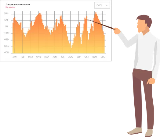 O empresário está explicando sobre os lucros do mercado  Ilustração