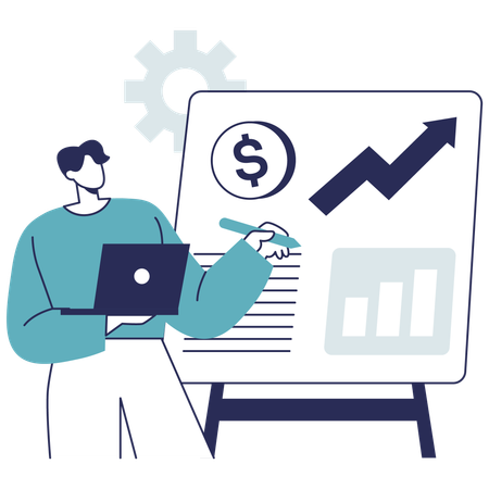 Empresário está fazendo apresentação financeira  Ilustração