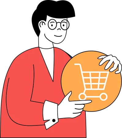 Empresário está fazendo compras on-line  Ilustração