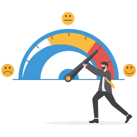 El hombre de negocios está midiendo el desempeño de los empleados  Ilustración