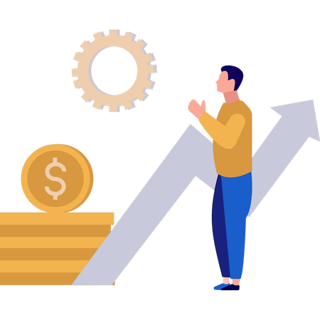 El hombre de negocios está mirando el escenario.  Illustration