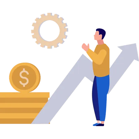 El hombre de negocios está mirando el escenario.  Illustration