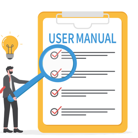 O homem de negócios está preparando o manual do usuário  Ilustração