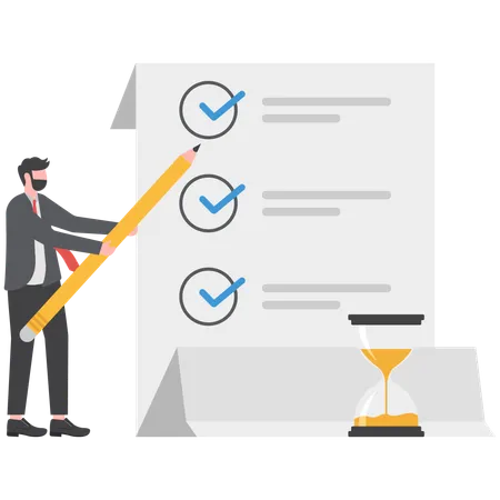 Empresário está rastreando sua lista de verificação  Ilustração