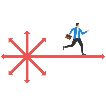 O empresário está se movendo em direção aos seus objetivos de negócios  Illustration