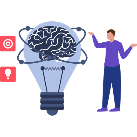 Empresário está trabalhando em ideias cerebrais  Ilustração