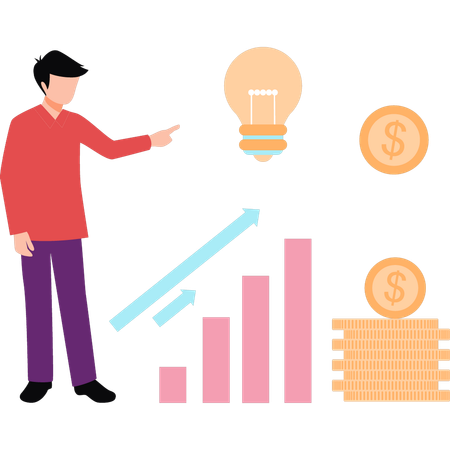 Empresário está visualizando gráficos de negócios  Ilustração