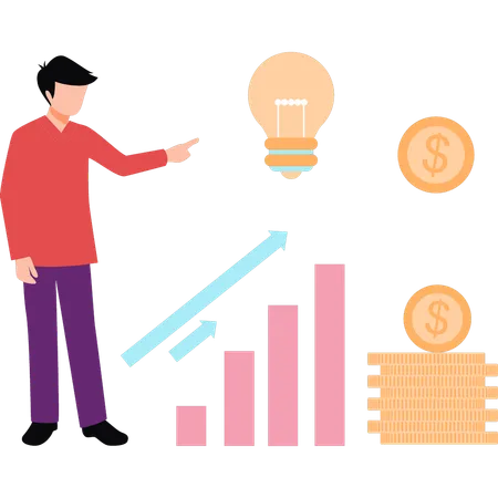 Empresário está visualizando gráficos de negócios  Ilustração