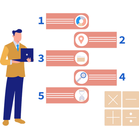 Empresário está visualizando infográficos  Ilustração