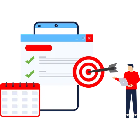 Empresário define metas de negócios  Ilustração