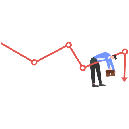 Empresário estressado enfrentando queda nos negócios  Ilustração