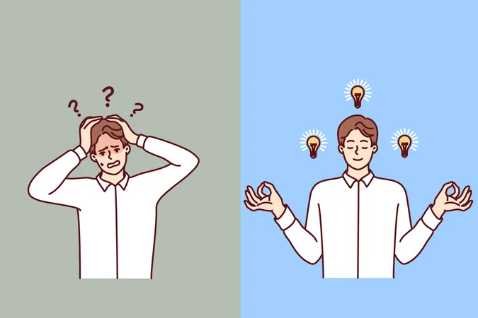 Empresário estressado vs empresário relaxado  Ilustração