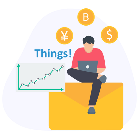 Empresário estudando tendências de mercado  Ilustração