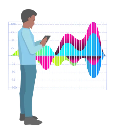 Empresario estudiando informe estadístico  Ilustración