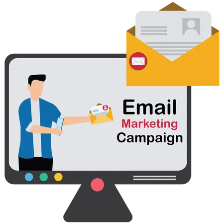 Empresário executando campanha de marketing por e-mail  Ilustração