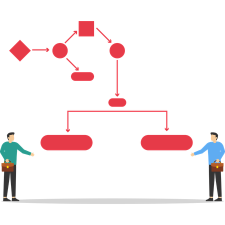 Empresário explicando fluxos de trabalho de negócios  Ilustração