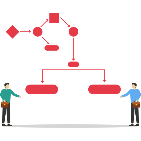 Empresário explicando fluxos de trabalho de negócios  Ilustração