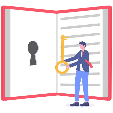Empresario explorando el conocimiento empresarial  Ilustración