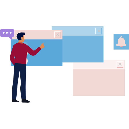 Empresário falando sobre publicidade na web  Illustration