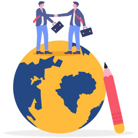 Empresário fazendo acordo global  Ilustração