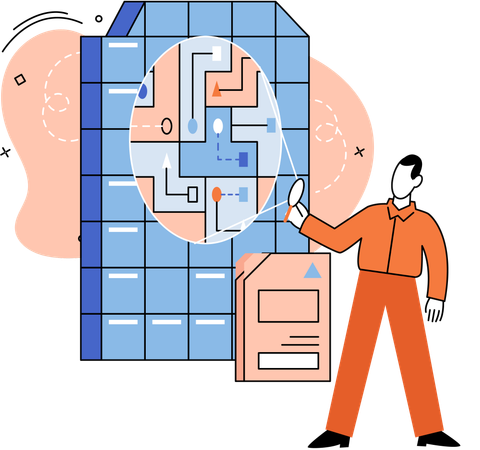 Empresário fazendo análise de dados  Ilustração