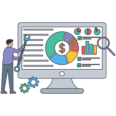 Empresário fazendo análise de mercado  Ilustração