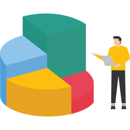 Empresário fazendo análise de negócios  Ilustração