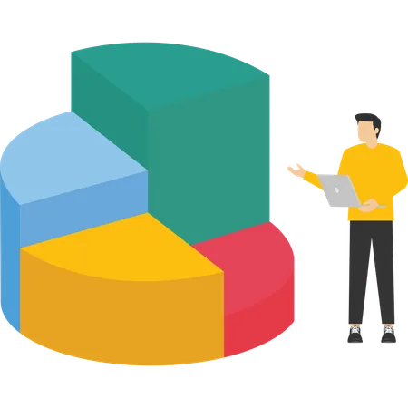 Empresário fazendo análise de negócios  Ilustração