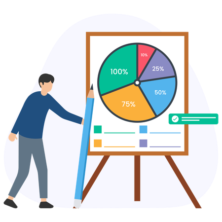 Empresário fazendo análise de negócios  Ilustração