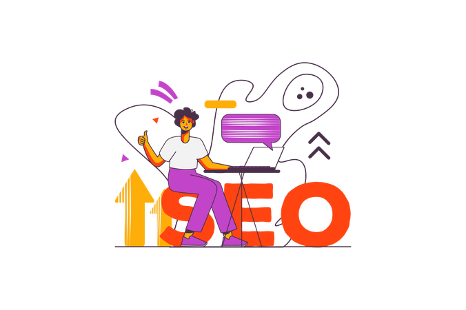 Empresário fazendo análise de SEO  Ilustração