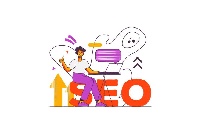 Empresário fazendo análise de SEO  Ilustração