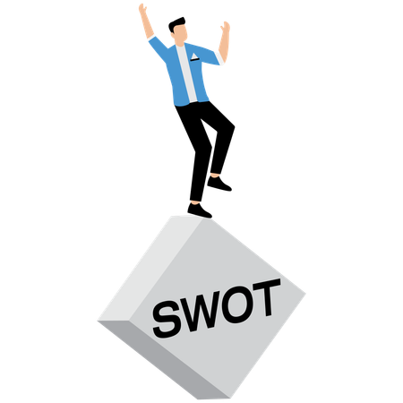 Empresário fazendo análise SWOT  Ilustração