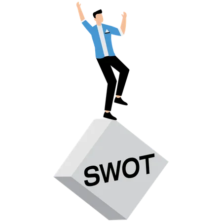 Empresário fazendo análise SWOT  Ilustração